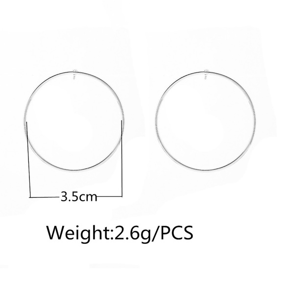 Silver Hollow Circle Stud Earrings - Picture 5 of 8